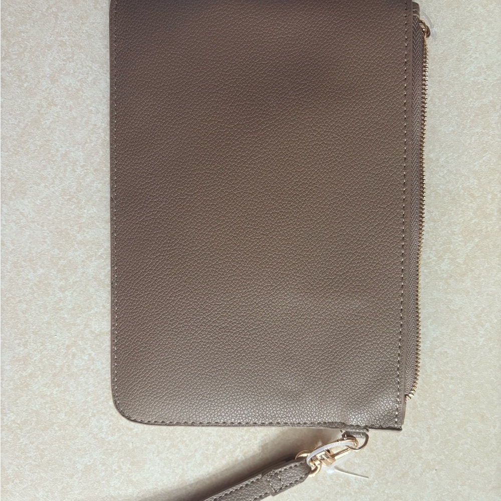 Anne Klein 2pc Taupe & Leopard print Wristlet with Gold Zipper - Picture 5 of 10